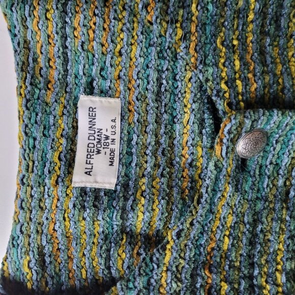 Alfred Dunner Jacket Coat Button Front Shoulder Pad Green Women Plus 18W - Picture 7 of 11